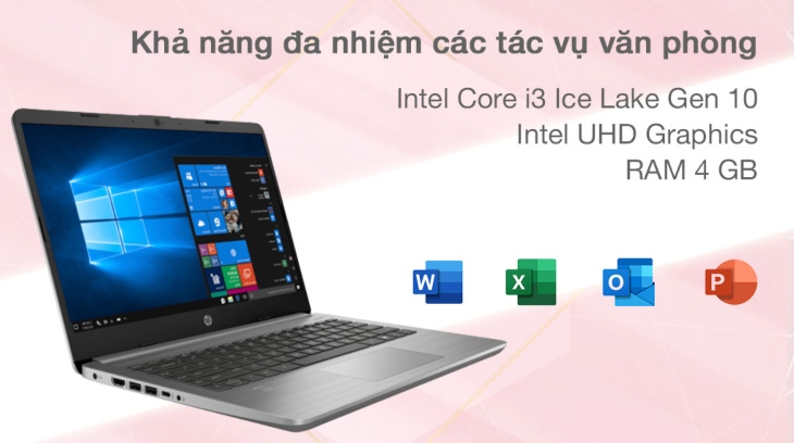 Máy tính xách tay HP 340s G7 i3 1005G1 / 4GB / 256GB / Win10 (240Q4PA)