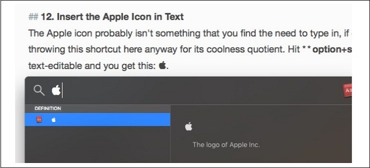 Chèn logo Apple vào văn bản 