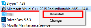 Uninstaller Microsoft Visual C