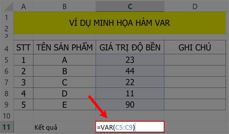 Hướng dẫn sử dụng VAR.  hàm số