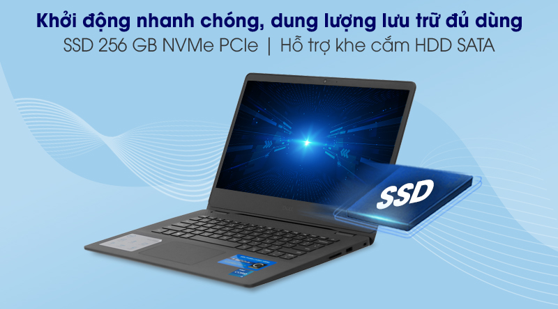 Laptop Dell Vostro 3400 i5 với ổ cứng 256GB giúp bạn lưu trữ dữ liệu thoải mái