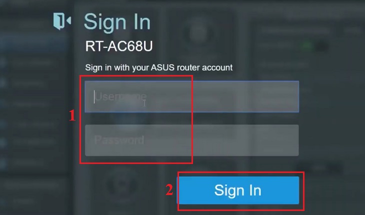 Truy cập http://router.asus.com, tiến hành đăng nhập thông tin vào phần Tên đăng nhập và Mật khẩu