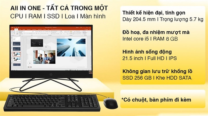 HP 200 Pro G4 AIO i5 10210U / 8GB / 256GB / 21,5 inch Full HD / Bàn phím / Chuột / Win10