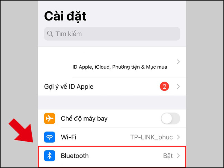 Mở bluetooth trên iPhone hoặc iPad
