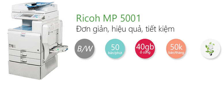 Máy in Ricoh MP 5001.  Máy photocopy đa chức năng